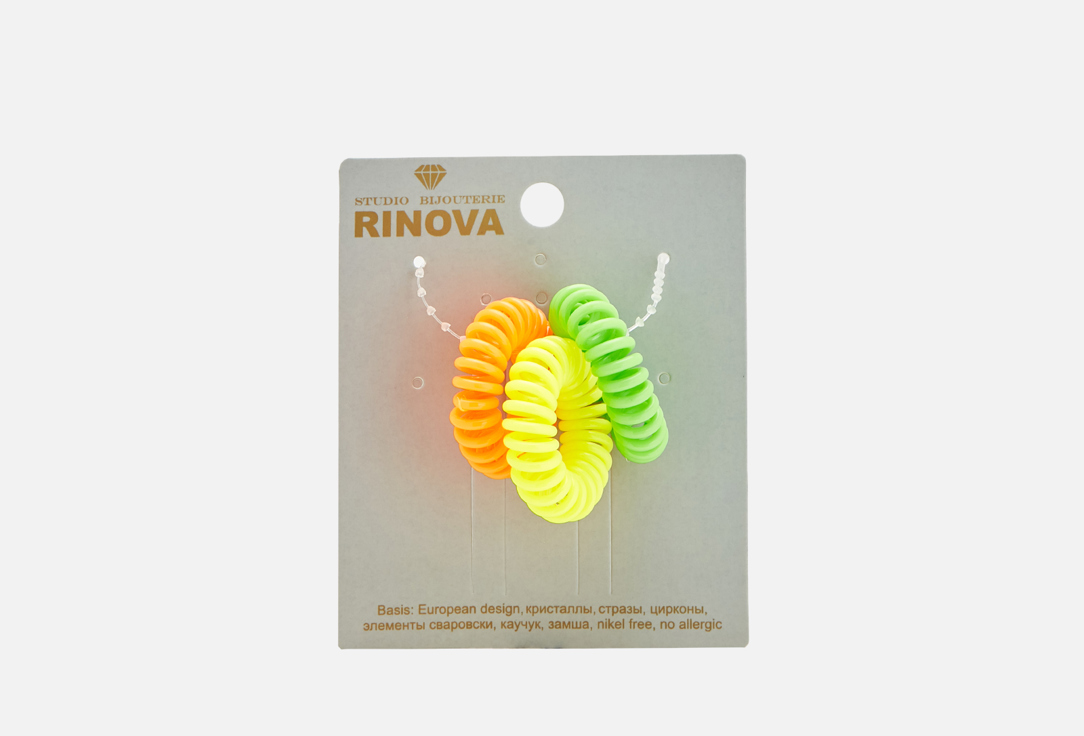 Резинка-пружинка для волос RINOVA Желто-зеленый 3 шт цена и фото