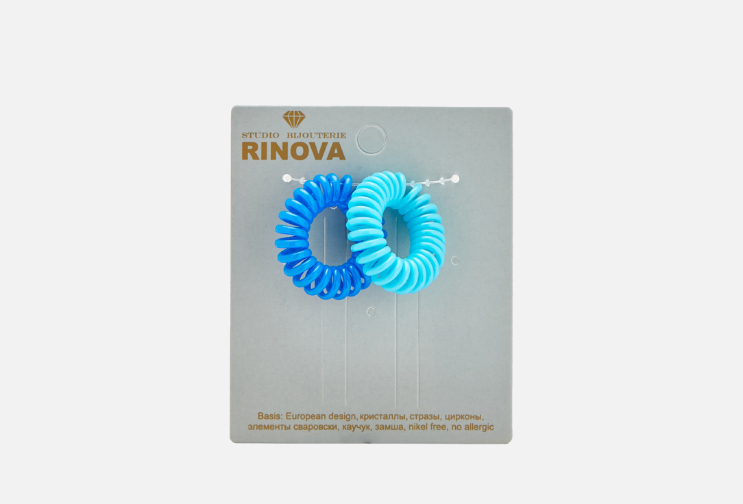 Резинка-пружинка для волос RINOVA Сине-голубой 2 шт цена и фото