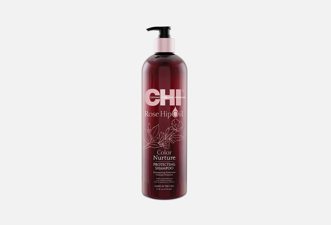 chi набор ухода за волосами rose hip oil color protecting kit Шампунь для волос CHI With Wild Rose Oil Maintain Color 739 мл