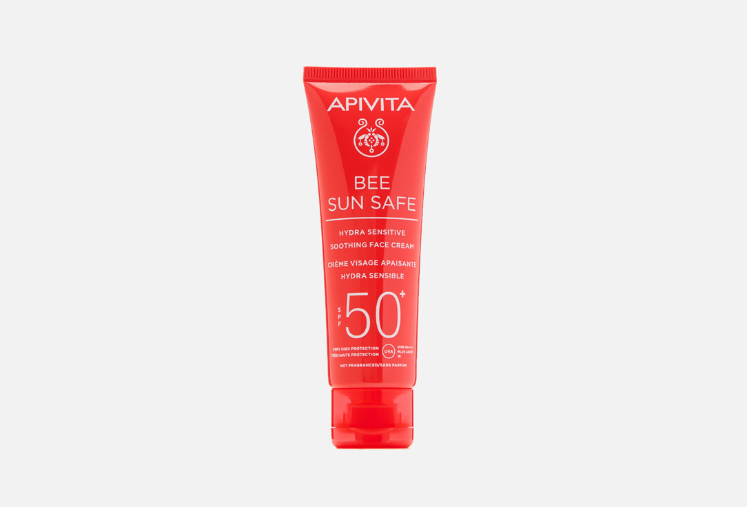 цена Солнцезащитный успокаивающий крем для лица SPF50+ APIVITA Bee Sun Safe 50 мл