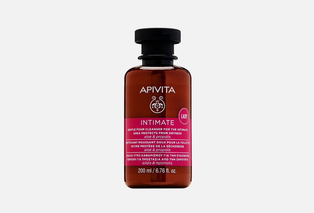 Мягкая очищающая пенка для интимной гигиены APIVITA Aloe & propolis 200 мл гель для интимной гигиены apivita tea tree