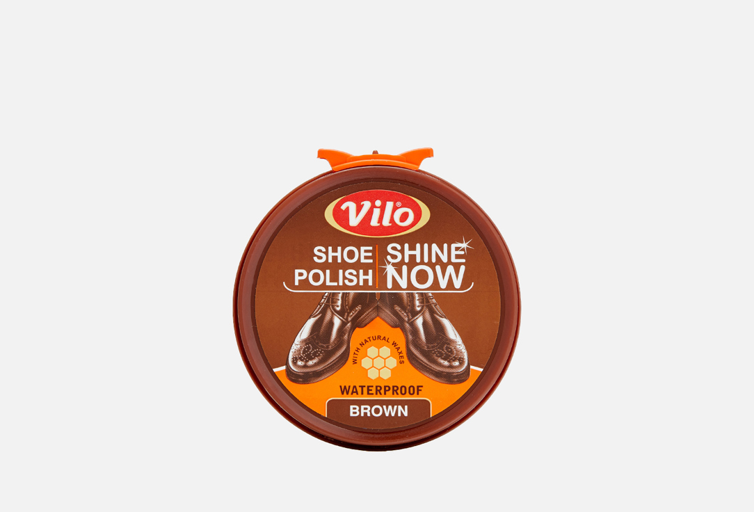 Крем-краска для обуви Vilo в шайбе, коричневая 