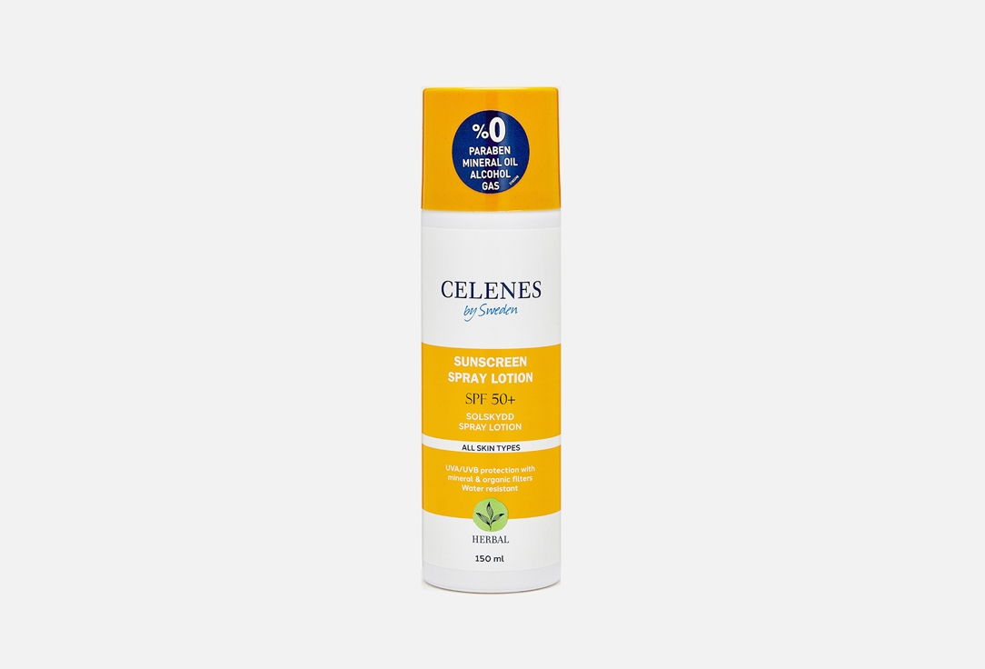 

Солнцезащитный спрей для тела CELENES, SUNSCREEN SPRAY LOTION SPF 50+ 150 мл