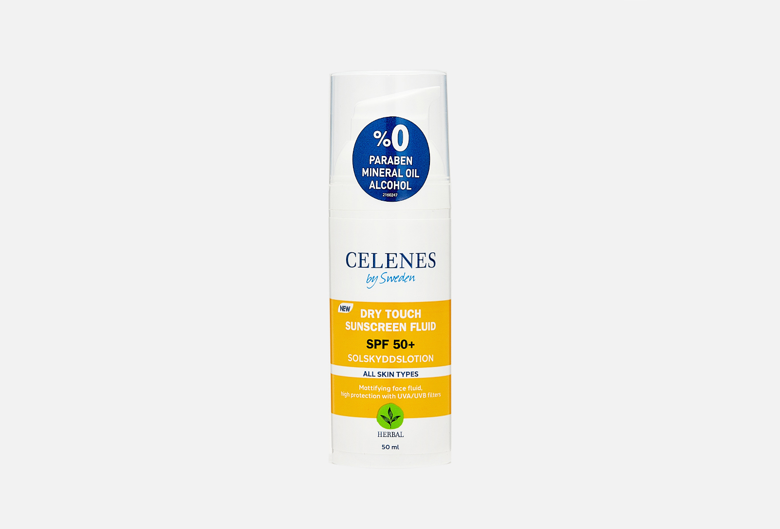 Celenes Солнцезащитный флюид для лица и шеи SPF 50+ DRY TOUCH