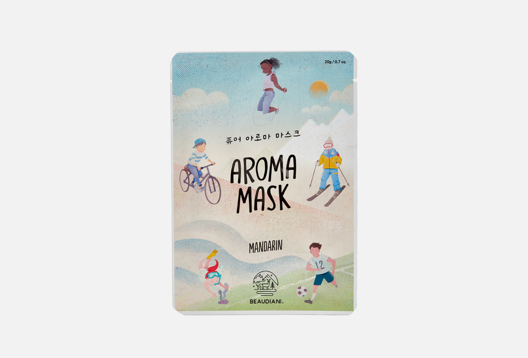 Тканевая маска для лица с эфирным маслом мандарина BEAUDIANI AROMA MASK MANDARIN 1 шт цена и фото