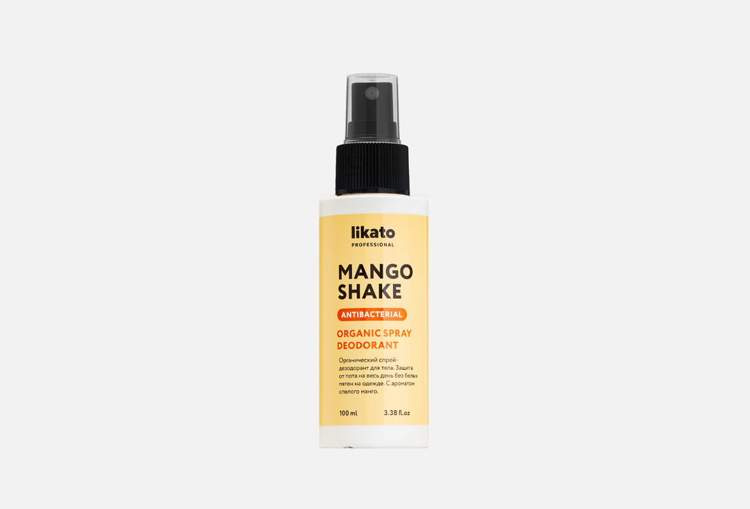 Органический спрей-дезодорант для тела LIKATO PROFESSIONAL Organic spray deodorant mango shake 100 мл спрей для волос likato профессиональный 10в1 восстановление 100мл x 3шт