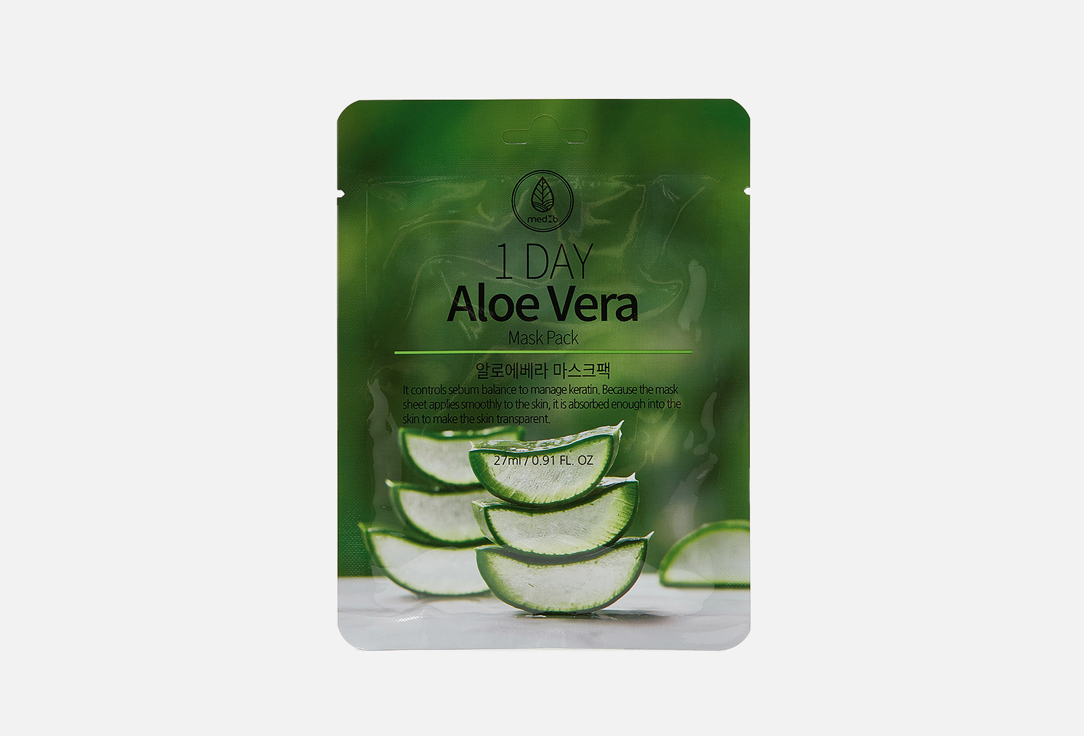 Тканевая маска для лица MEDB 1 DAY Aloe Vera Mask Pack 1 шт маска для лица med b 1 day с витамином c для сияния кожи 27 мл