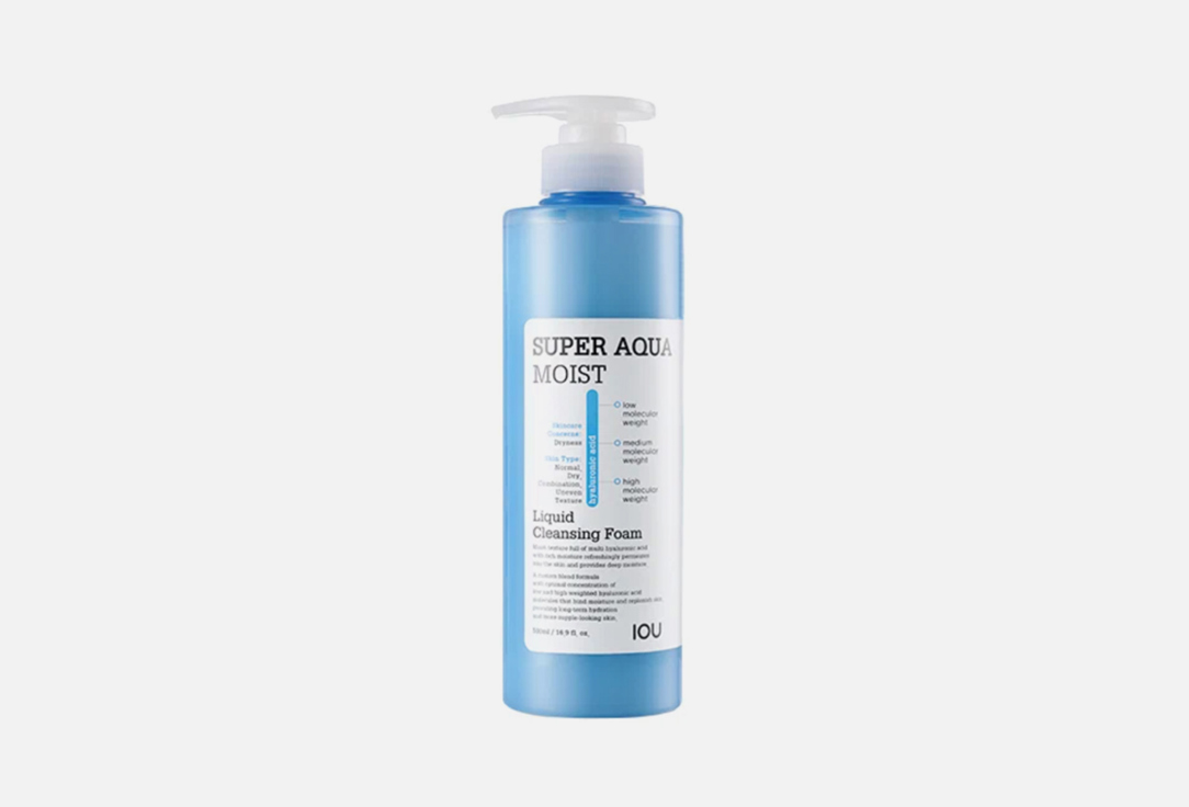Эмульсия-пенка для умывания лица WELCOS IOU Super Aqua Moist Liquid Cleansing Foam 500 мл цена и фото