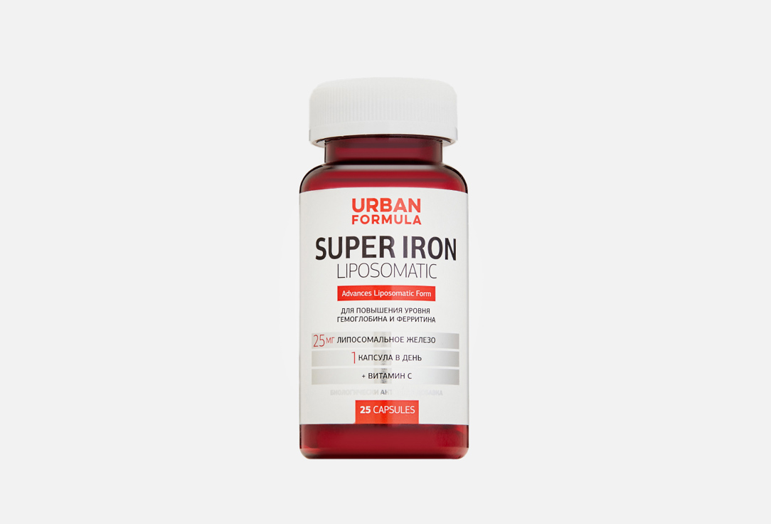 биологически активная добавка urban formula super iron 25 шт БАД для укрепления иммунитета URBAN FORMULA Железо 25 мг, Витамин С 70 мг 25 шт