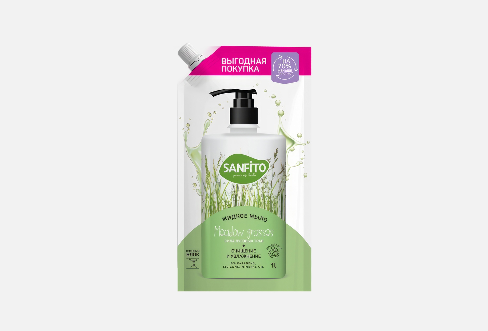 SANFITO Жидкое мыло для рук Energy Meadow herbs 1000 мл — купить, цена ...
