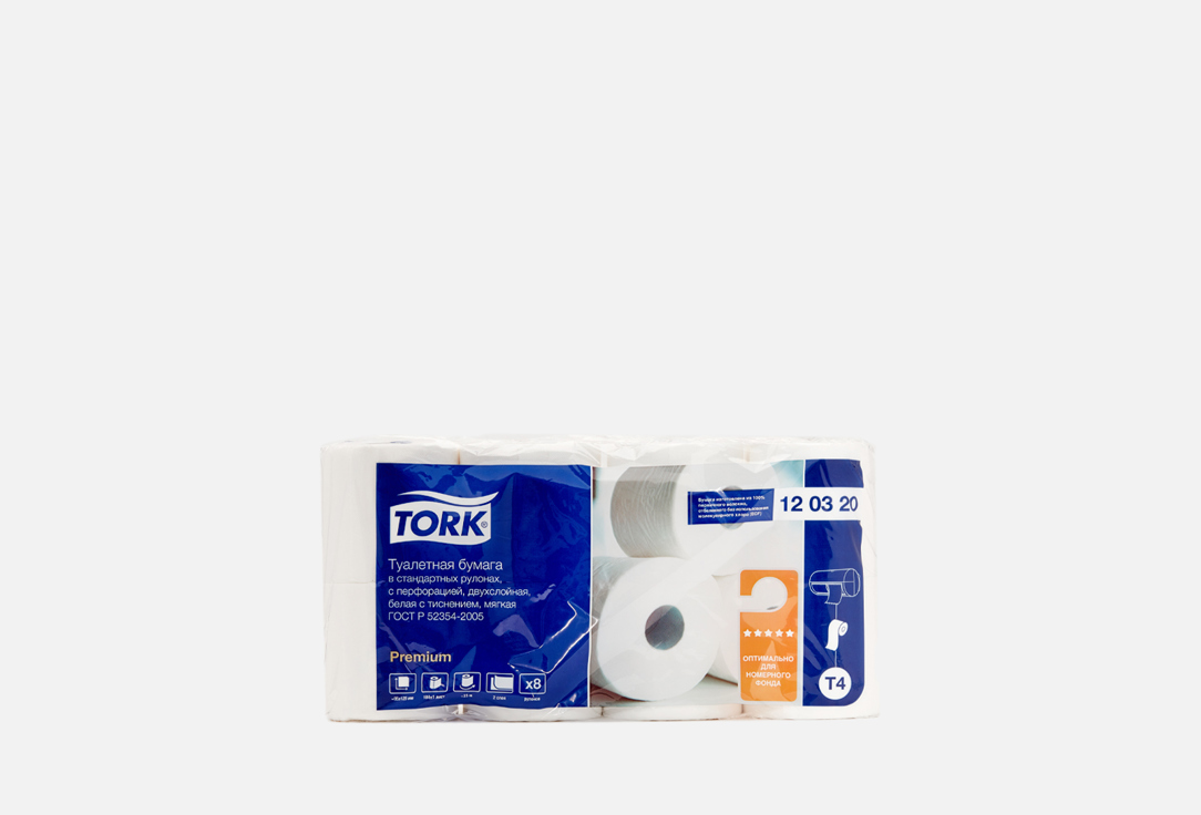 Туалетная бумага TORK Premium 8 шт бумага туалетная tork premium т6 2 слойная mid size рулон 90м рул мягкая тиснение белая