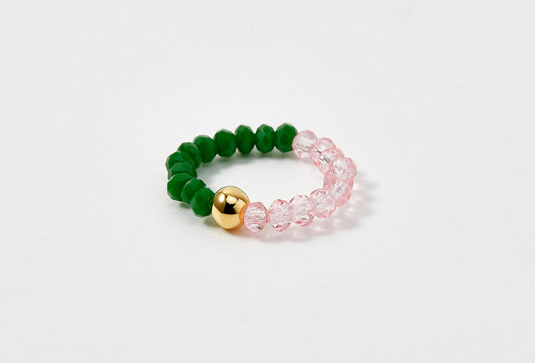 Кольцо Aqua red and green beads 