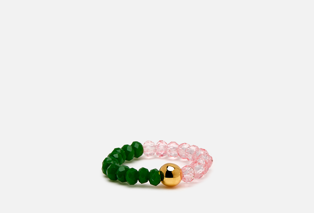Кольцо Aqua red and green beads 