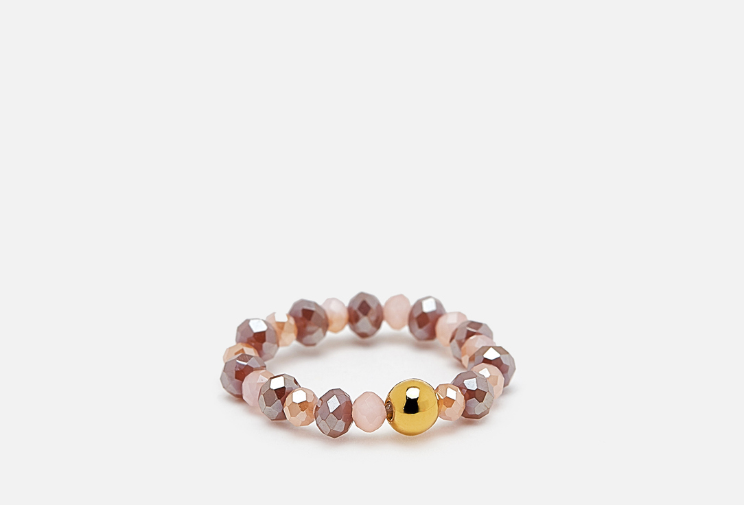 кольцо  Aqua pink and brown beads 