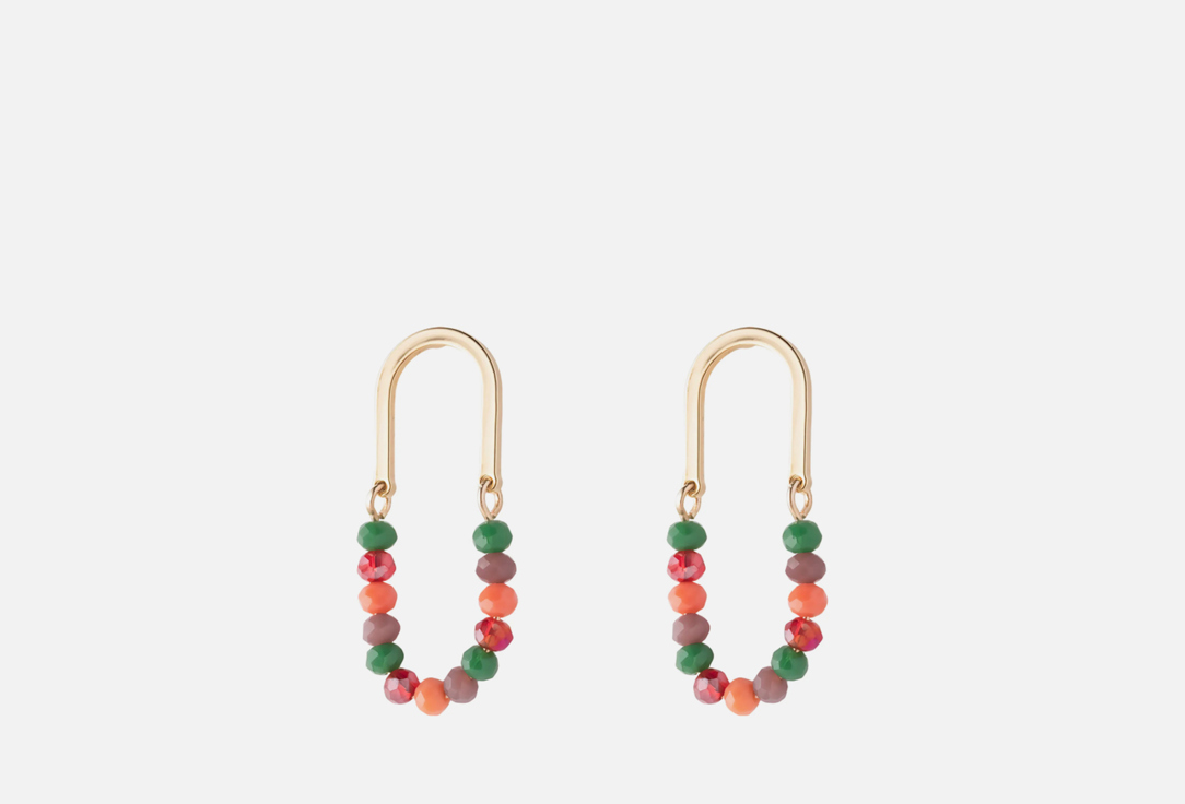 серьги Aqua red and green beads 