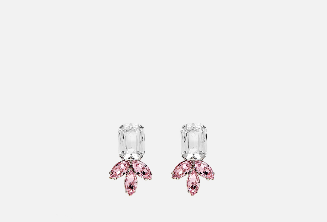 Серьги HERALD PERCY Pink crystals 2 шт herald percy серебристые квадратные серьги пусеты