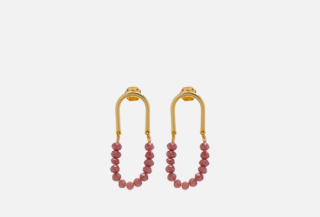 серьги AQUA Purple beads 2 шт aqua золотистые серьги овалы с подвесками сердечками