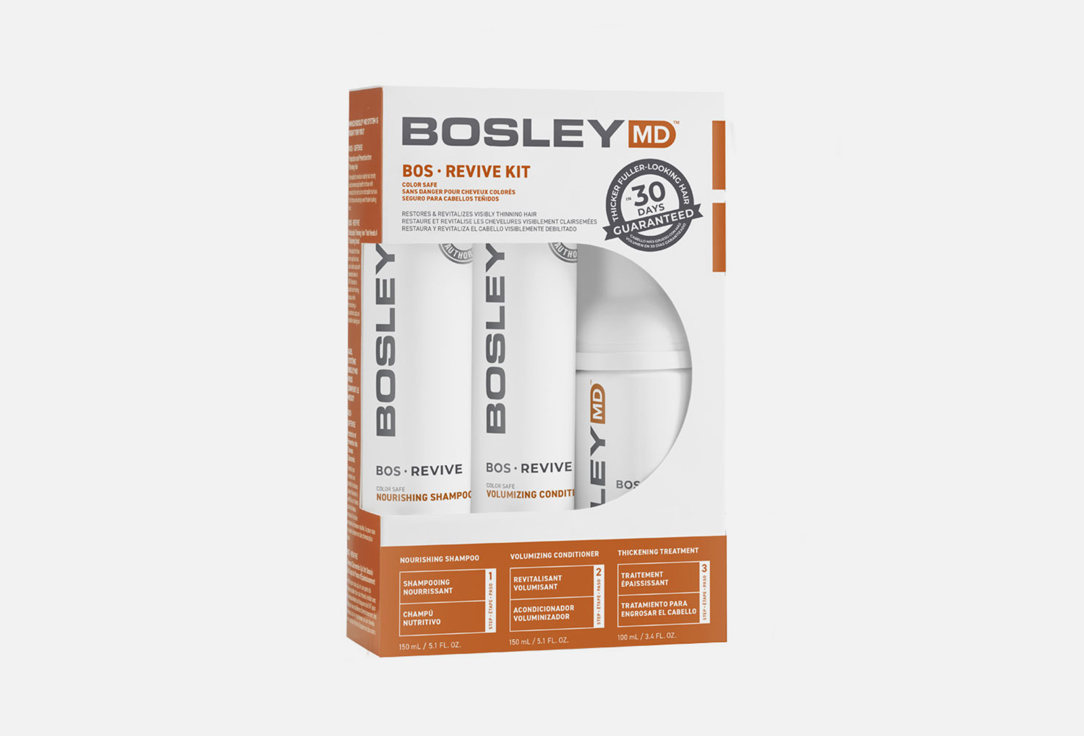 Комплексный набор против выпадения окрашенных волос BOSLEY MD BOS Revive Color Safe Starter Pack 1 шт bosley кондиционер для объема истонченных неокрашенных волос 300 мл bosley от выпадения и для стимуляции роста волос