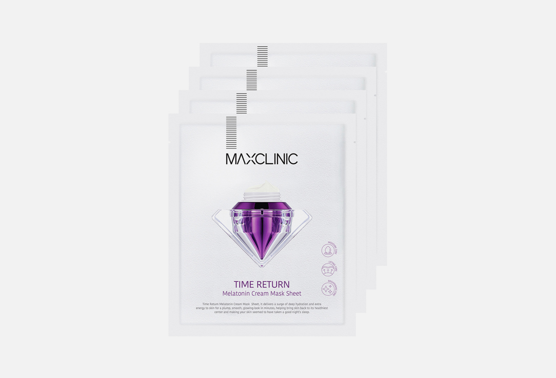Набор масок для лица MAXCLINIC Time Return Melatonin Cream Mask Sheet 4 шт маска для лица utena разглаживающая 4шт 28мл 112 мл