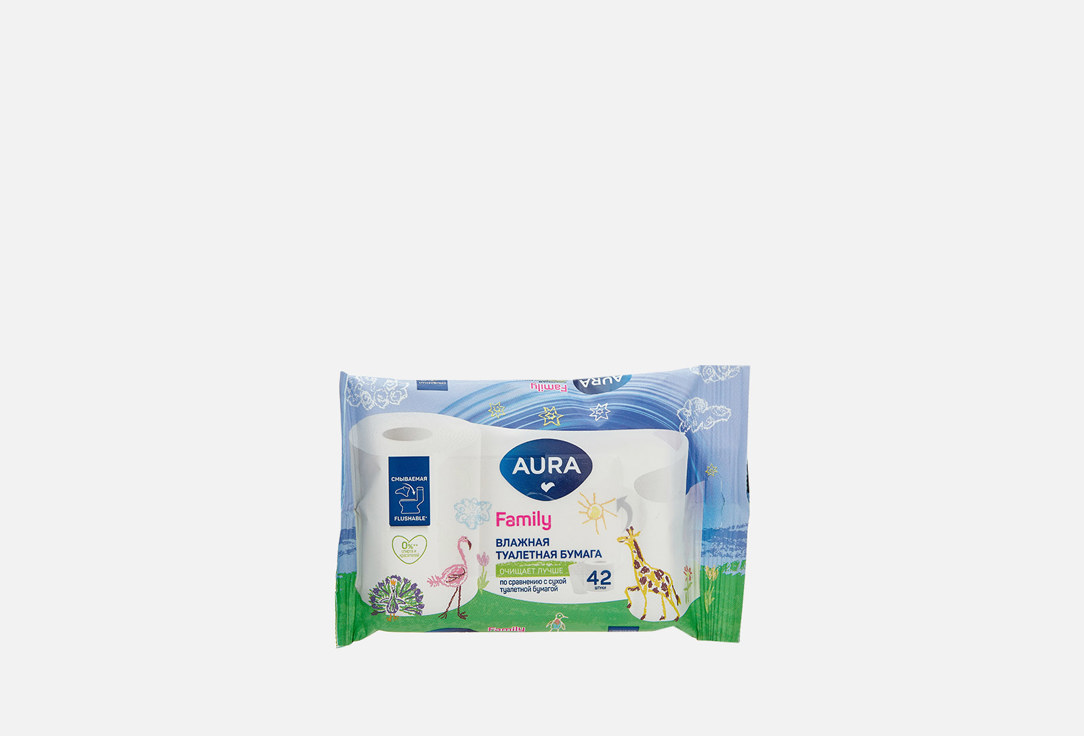 Влажная туалетная бумага AURA Soft 42 шт туалетная бумага kleenex classic clean влажная биоразлагаемая 42шт