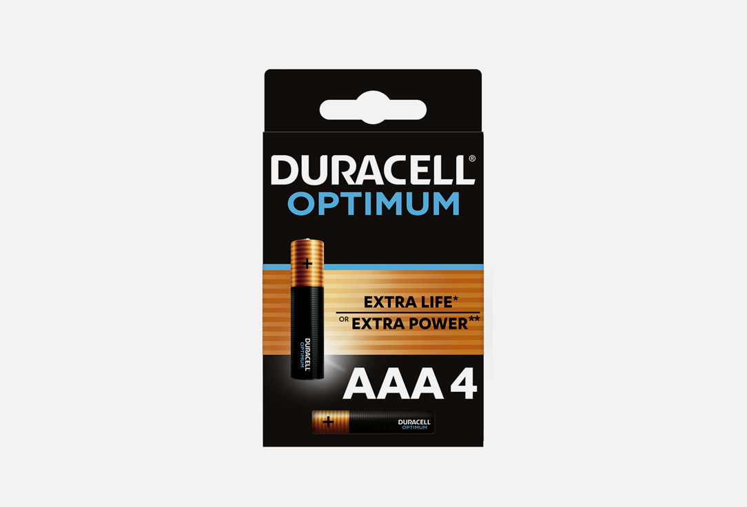Батарейка DURACELL LR03-4BL Optimum 4 шт батарейки 4шт duracell lr14 c mn1400 1 5в