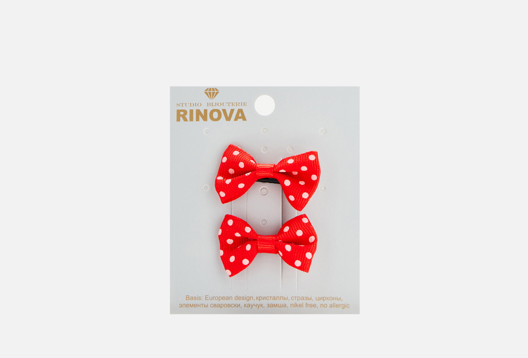 Изображение товара Набор зажимов для волос Rinova красные бантики 2 шт, 4 см