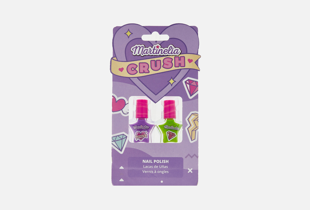 мини набор для ногтей crush nail set purple Набор детских лаков для ногтей MARTINELIA Crush Nail Set Duo Purple 2 шт