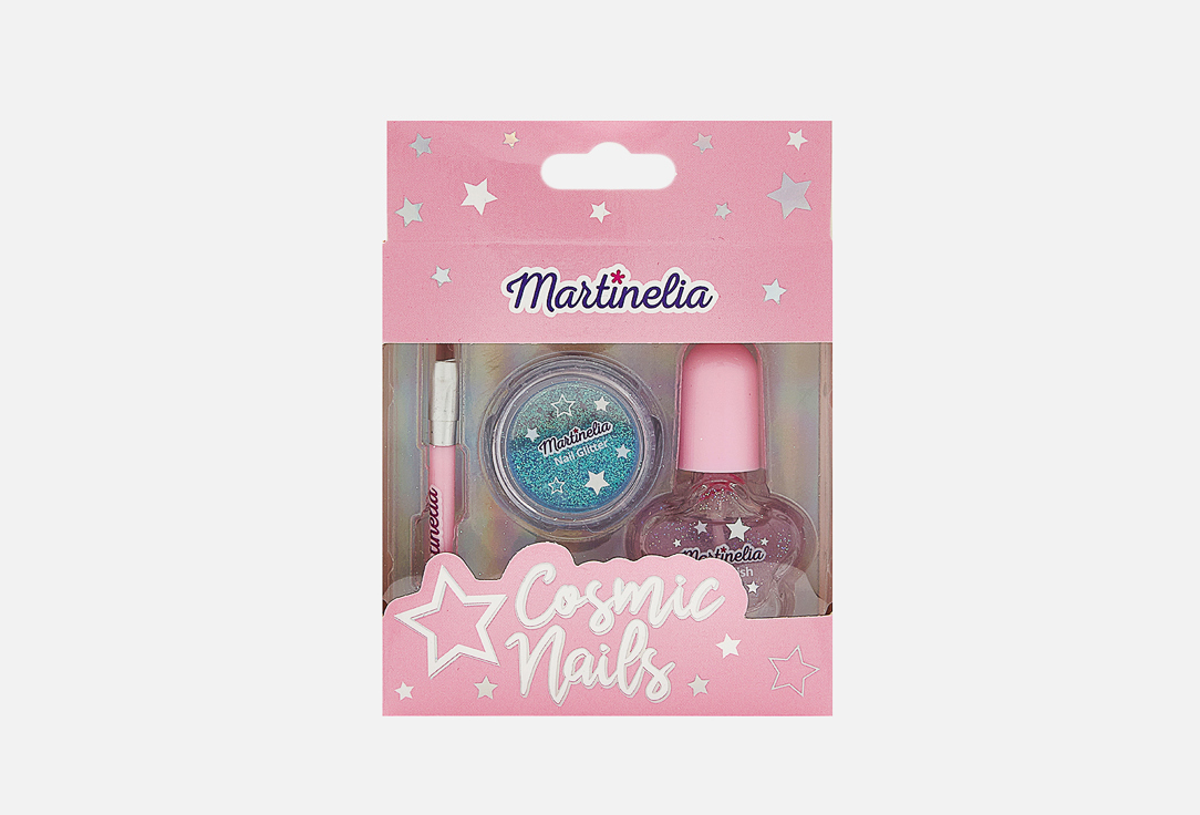 набор детской декоративной косметики martinelia mаrtinelia starshine Детский набор лаков для ногтей с кисточкой MARTINELIA Cosmic Nails Kit 2 шт