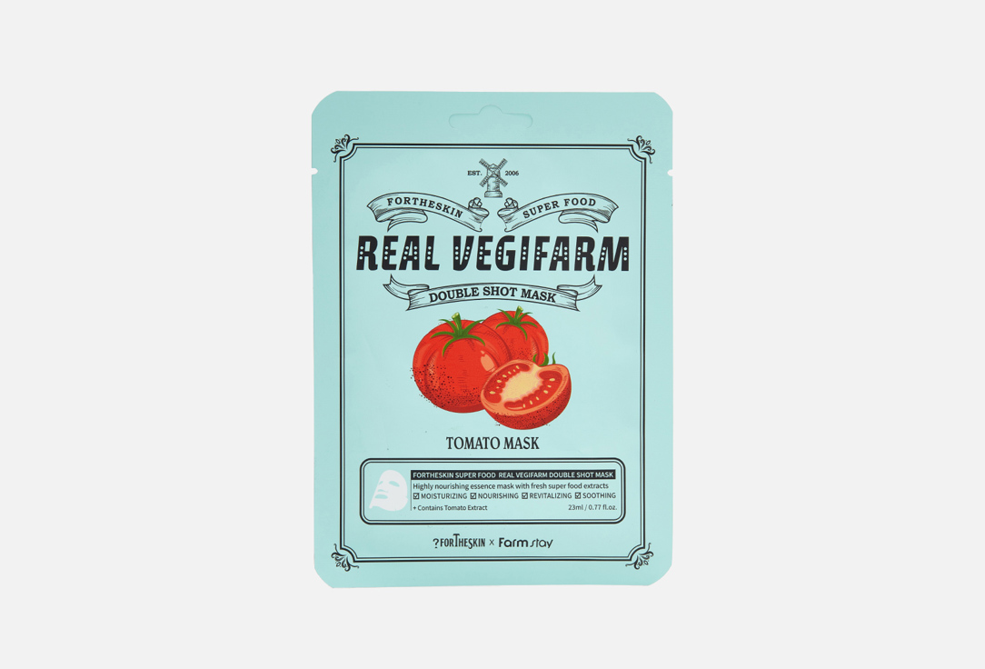 

Тканевая маска для лица с экстрактом помидора FOR THE SKIN BY LAB, SUPER FOOD REAL VEGIFARM DOUBLE SHOT MASK - TOMATO 1 шт