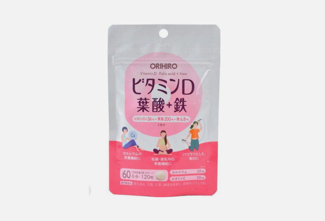 Изображение товара Биологически активная добавка Orihiro Vitamin D Folic acid + Iron