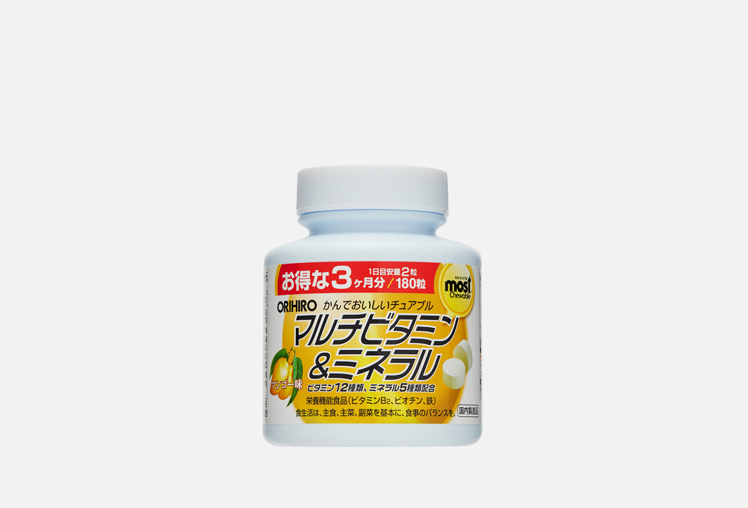 комплекс витаминов Orihiro витамин А, фолиевая кислота, биотин, витамин C в жевательных таблетках 