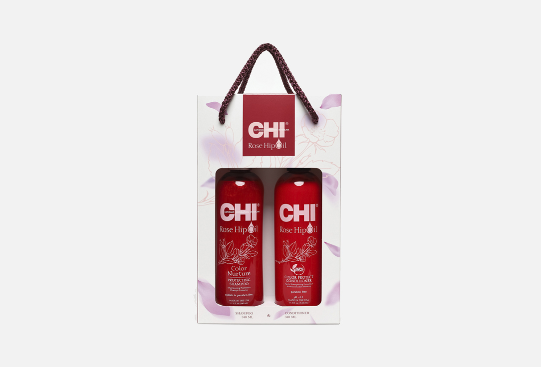 Набор для ухода за окрашенными волосами CHI ROSE HIP OIL COLOR PROTECTING KIT 