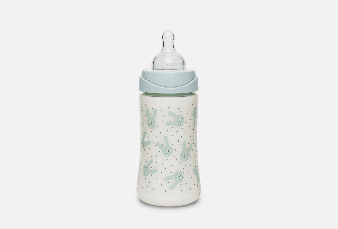 Бутылка SUAVINEX Hugge Baby - зеленый зайка с точками 270 мл бутылочки suavinex с мягкой физиологической силиконовой соской into the forest 360 мл
