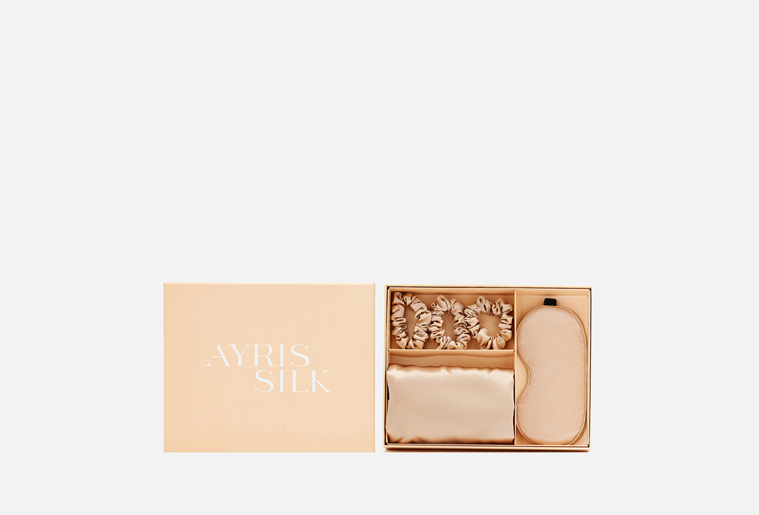 Подарочный шелковый набор AYRIS SILK Классический бежевый 1 шт шелковая маска для сна ayris silk классический бежевый 1 шт