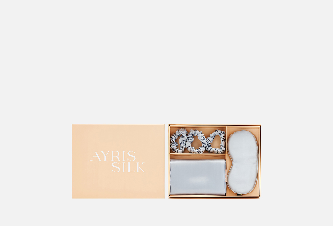 Подарочный шелковый набор AYRIS SILK Серебристо-голубой 1 шт шелковая маска для сна ayris silk серебристо голубой 1 шт