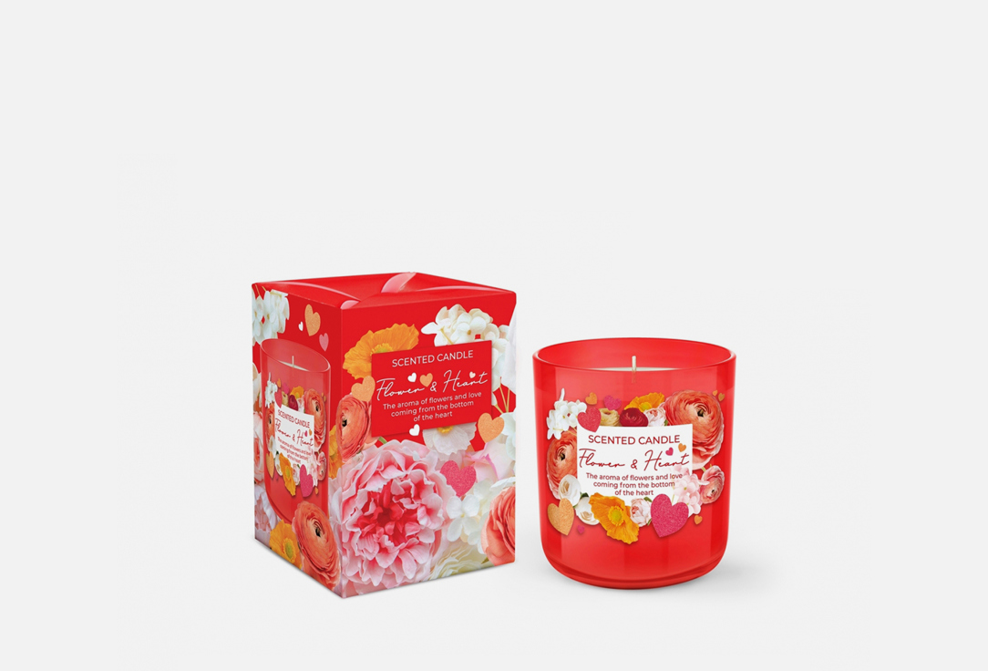 

Аромасвеча в стакане BARTEK, Белый, Flower & Hearts 150 г