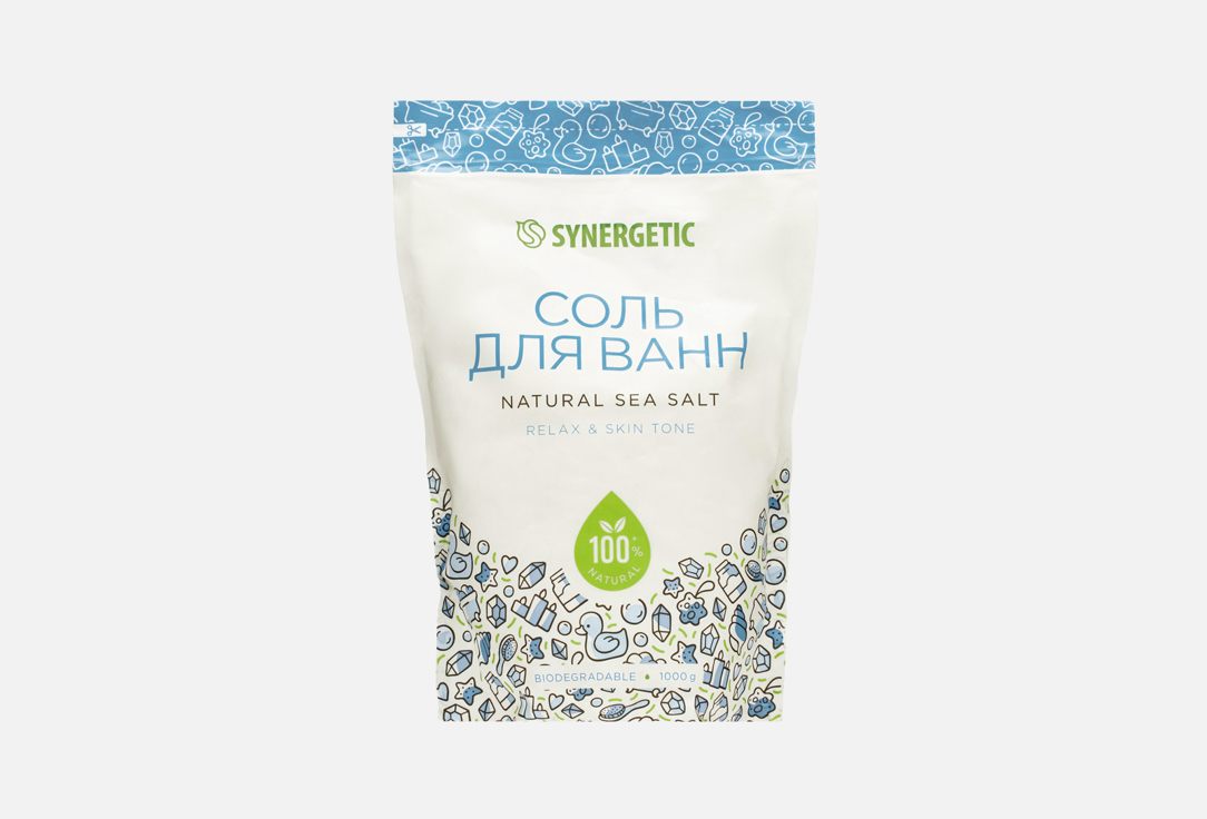 Изображение товара Универсальная соль для ванн Synergetic 1000 г натуральный уход и расслабление