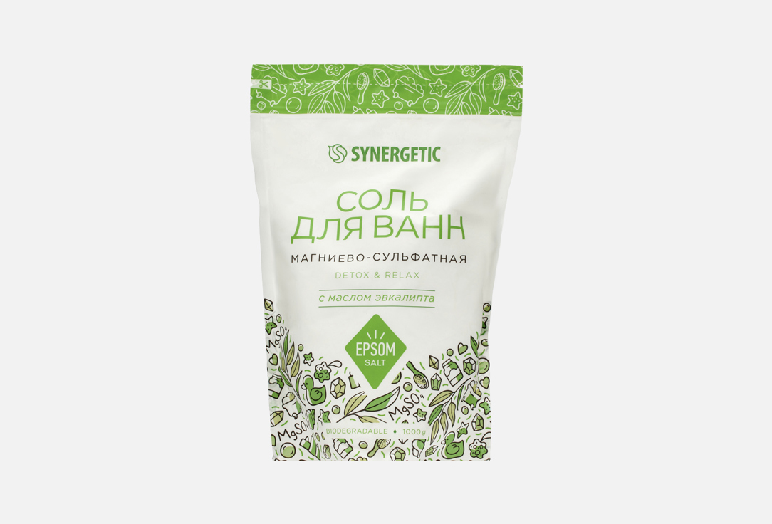 Изображение товара Соль для ванн Synergetic Магниево-сульфатная с маслом эвкалипта