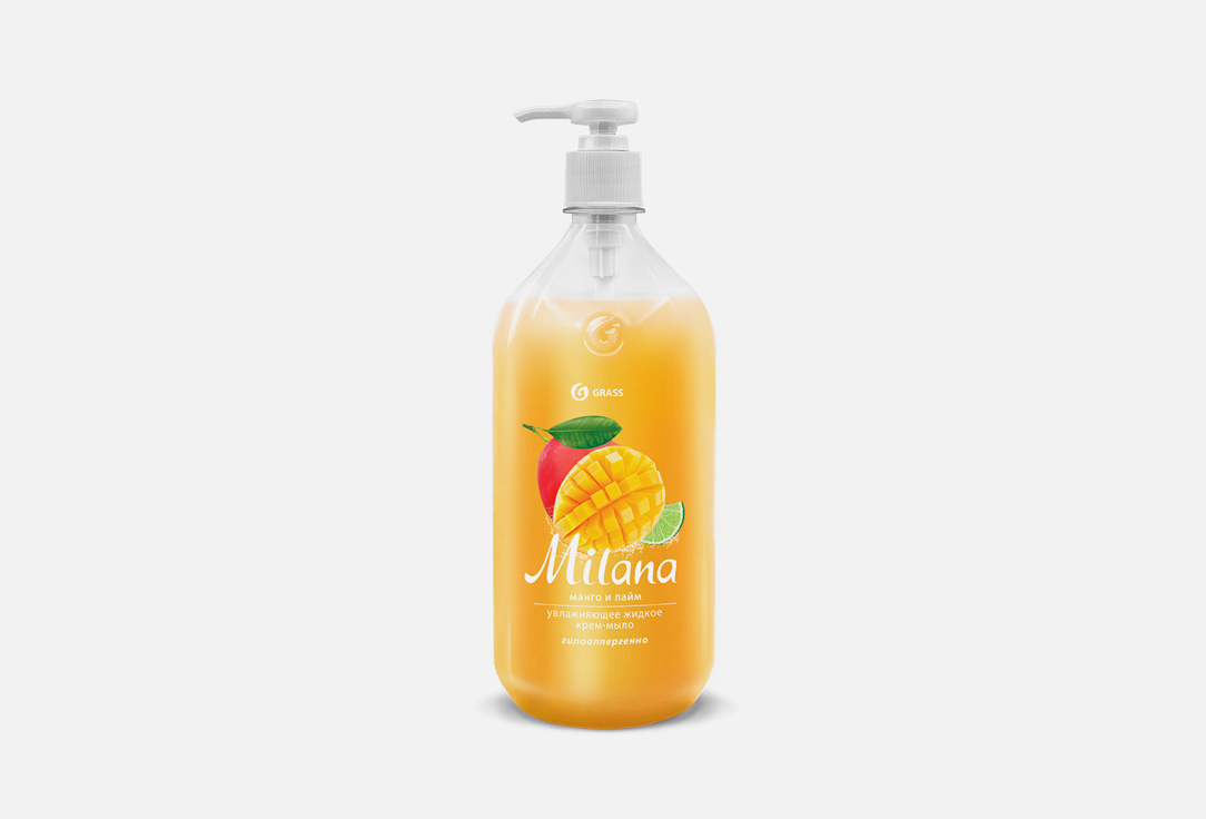 комплект 12 штук крем мыло жидкое grass milana увлажняющее манго и лайм 1000мл Крем-мыло GRASS Манго и лайм 1 л