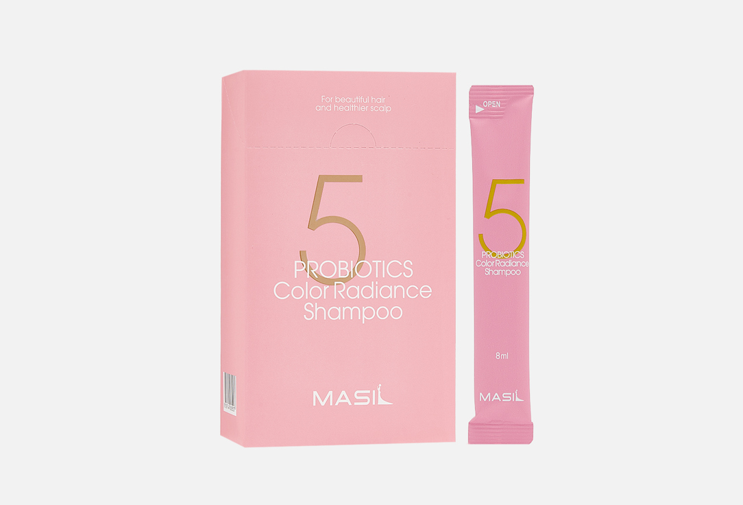 Шампунь для окрашенных волос с защитой цвета MASIL 5 PROBIOTICS COLOR RADIANCE SHAMPOO 8 шт шампунь для защиты цвета волос с пробиотиками 5 probiotics color radiance shampoo шампунь 20 8мл