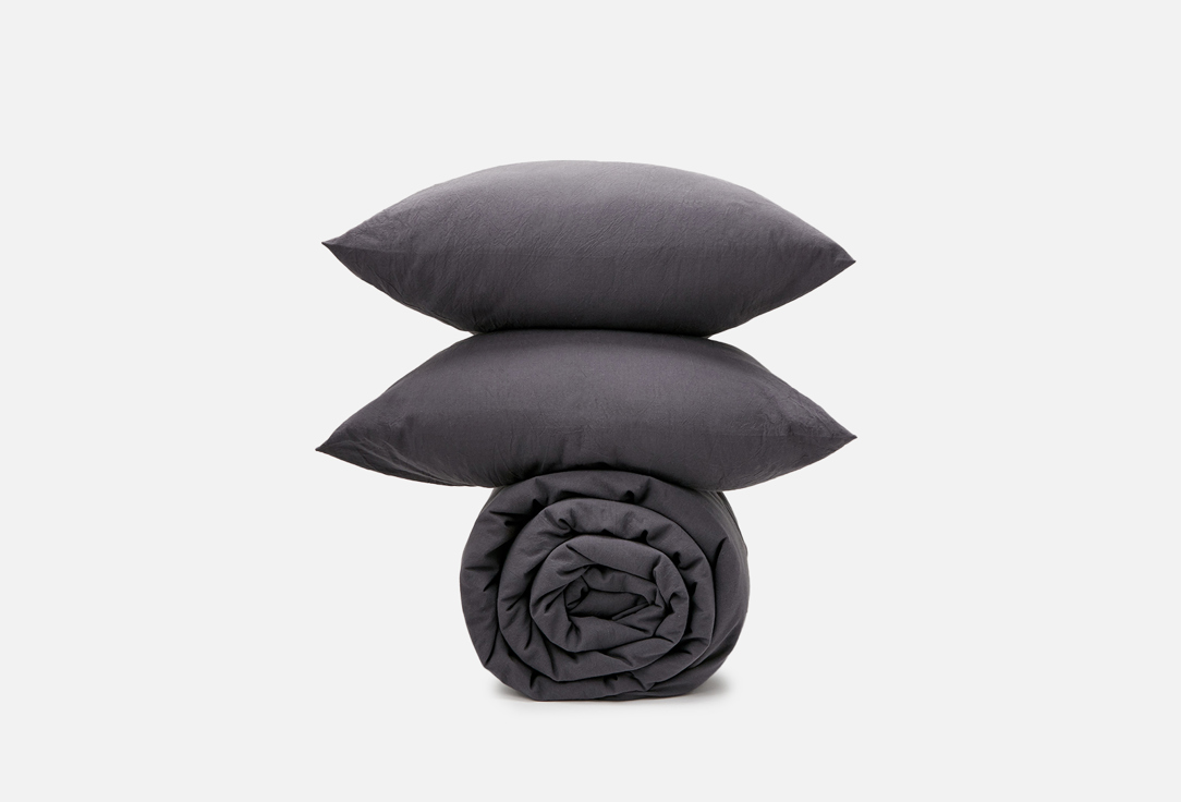 Комплект постельного белья MORФEUS Melange Black, 2-спальный комплект постельного белья morфeus melange lava семейный