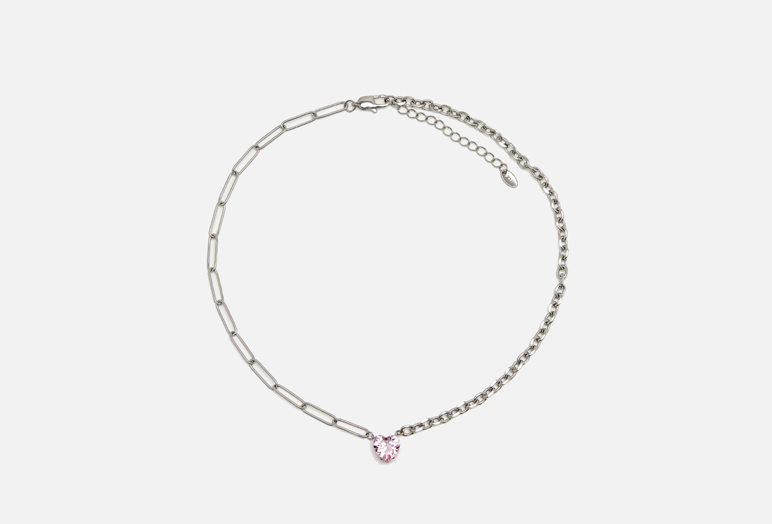 Изображение товара Стильное серебряное колье PABUR HEART с кристаллом для женщин