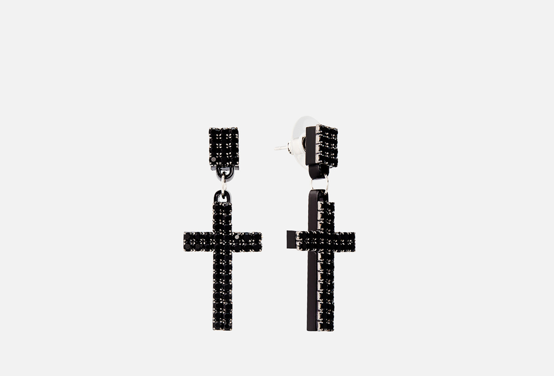Изображение товара Стильные черные серьги крестики 11YOU Crystal из органического стекла для женщин