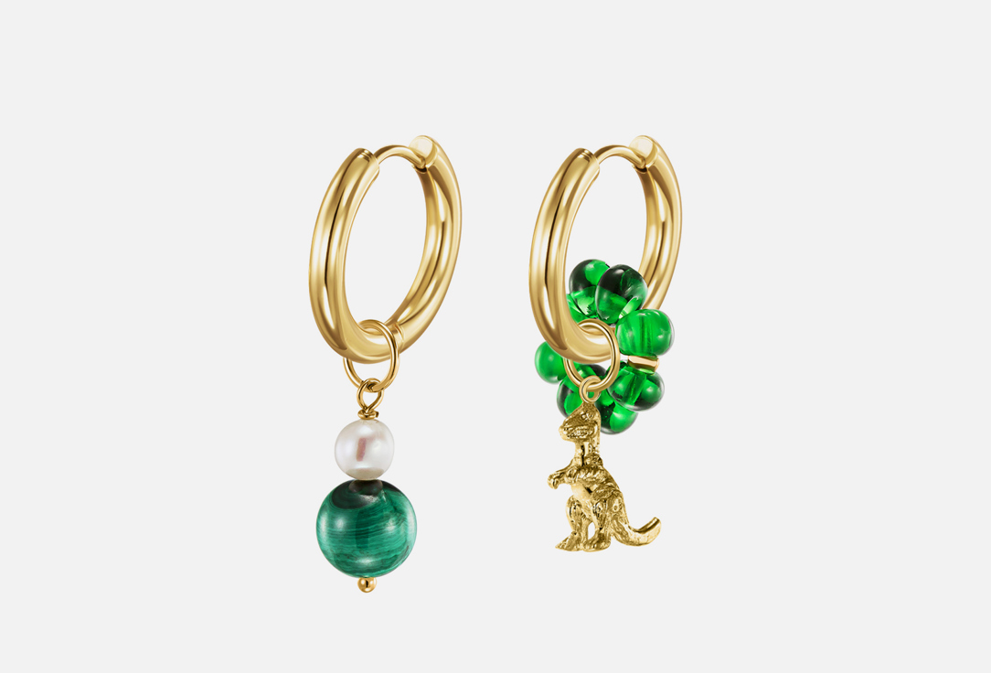 Серьги GINADREAMS Dino & Malachite 2 шт