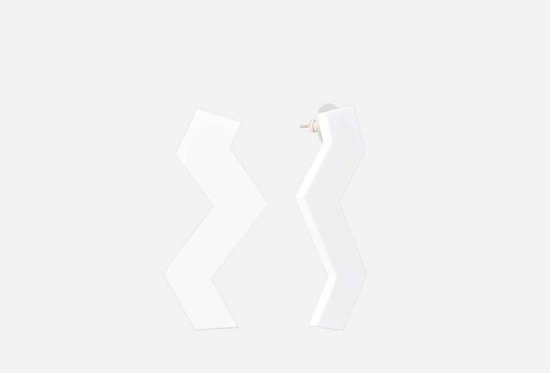 

Серьги 11YOU, Minimalism белые Зигзаги 2 шт