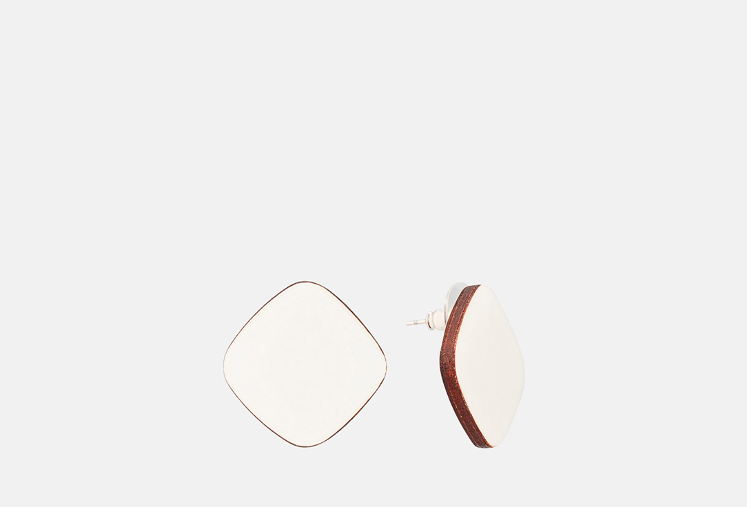 

Серьги 11YOU, Wood lozenges белые 2 шт