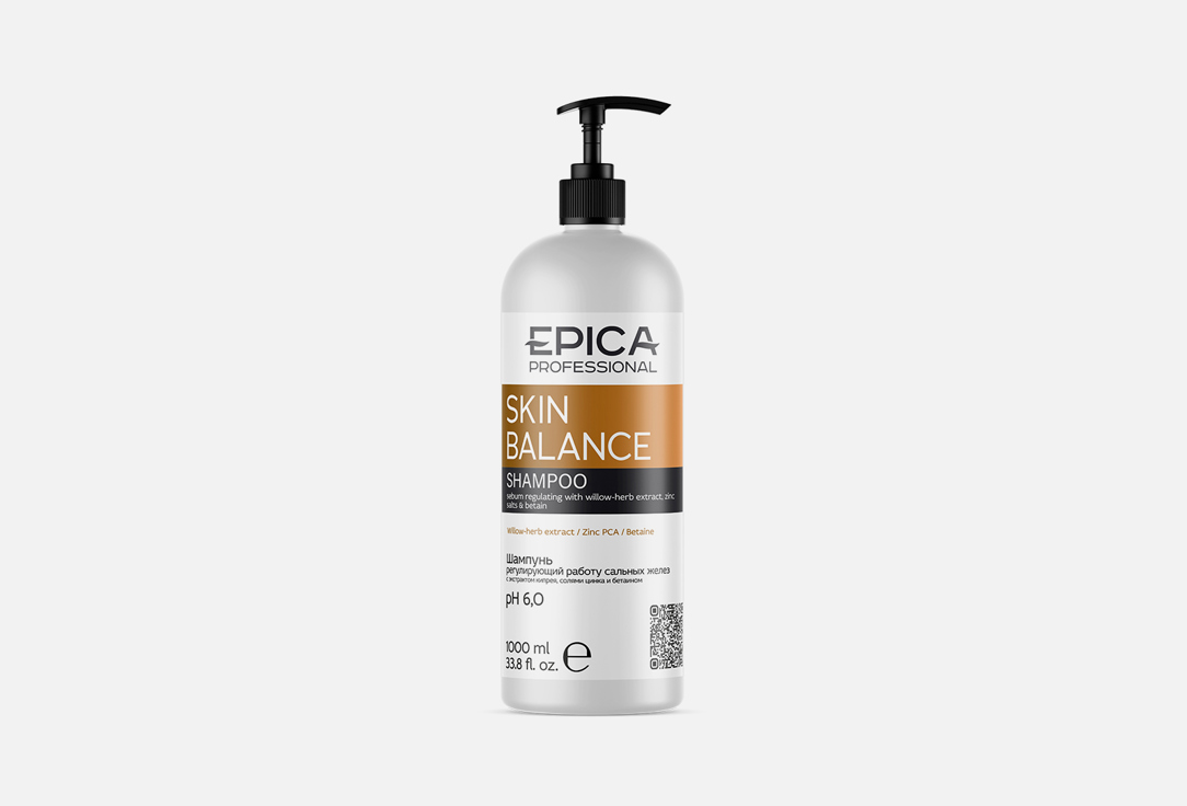 Шампунь для жирных волос EPICA PROFESSIONAL Shampoo for sebum regulating SKIN BALANCE 1000 мл epica professional шампунь для волос skin balance регулирующий работу сальных желез 1000 мл