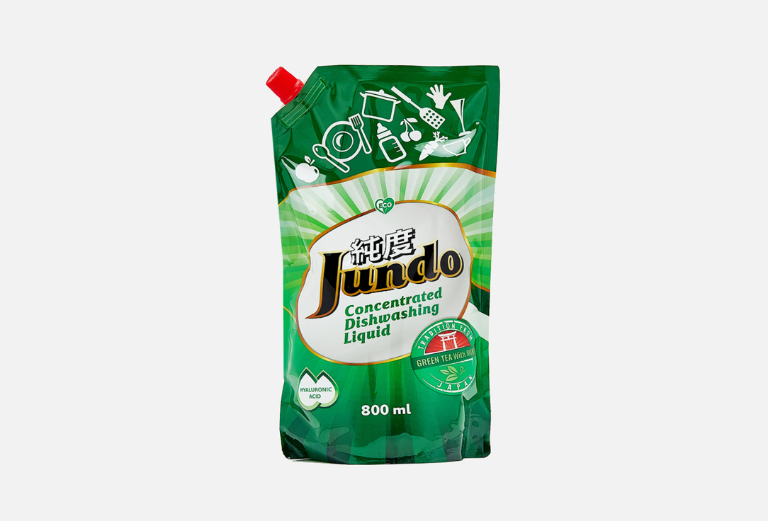 Гель для мытья посуды JUNDO Green tea with Mint 800 мл средство для мытья посуды qualita green tea