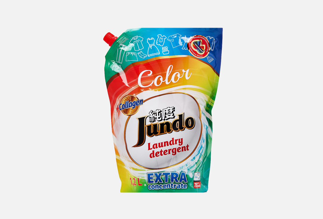 Гель для стирки JUNDO Color 1200 мл средства для стирки jundo color гель для стирки цветного белья концентрированный автомат жидкий порошок