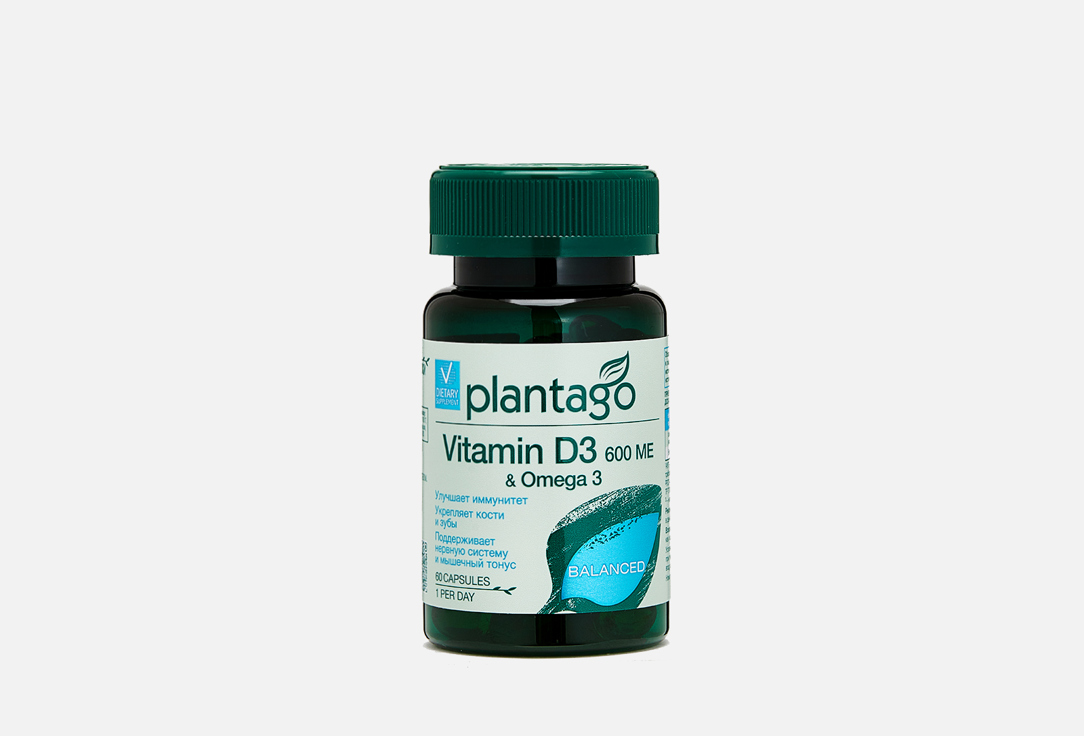 БАД PLANTAGO Vitamin D3 600 me & Omega 3 60 шт бад plantago vitamin d3 600 me
